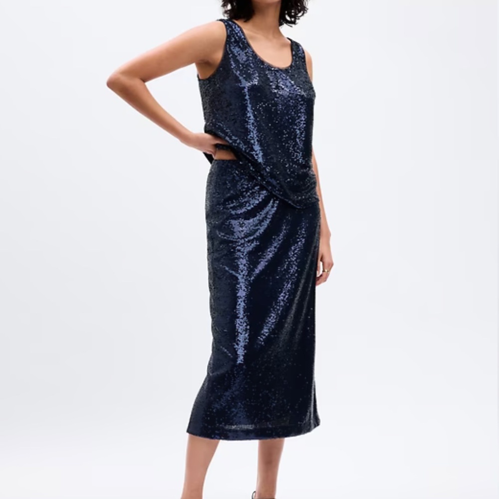 GAP Navy Sequin Tank & Midi Skirt Set - LP